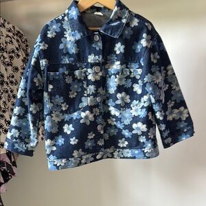 Floral Blue Kids Jean Jacket